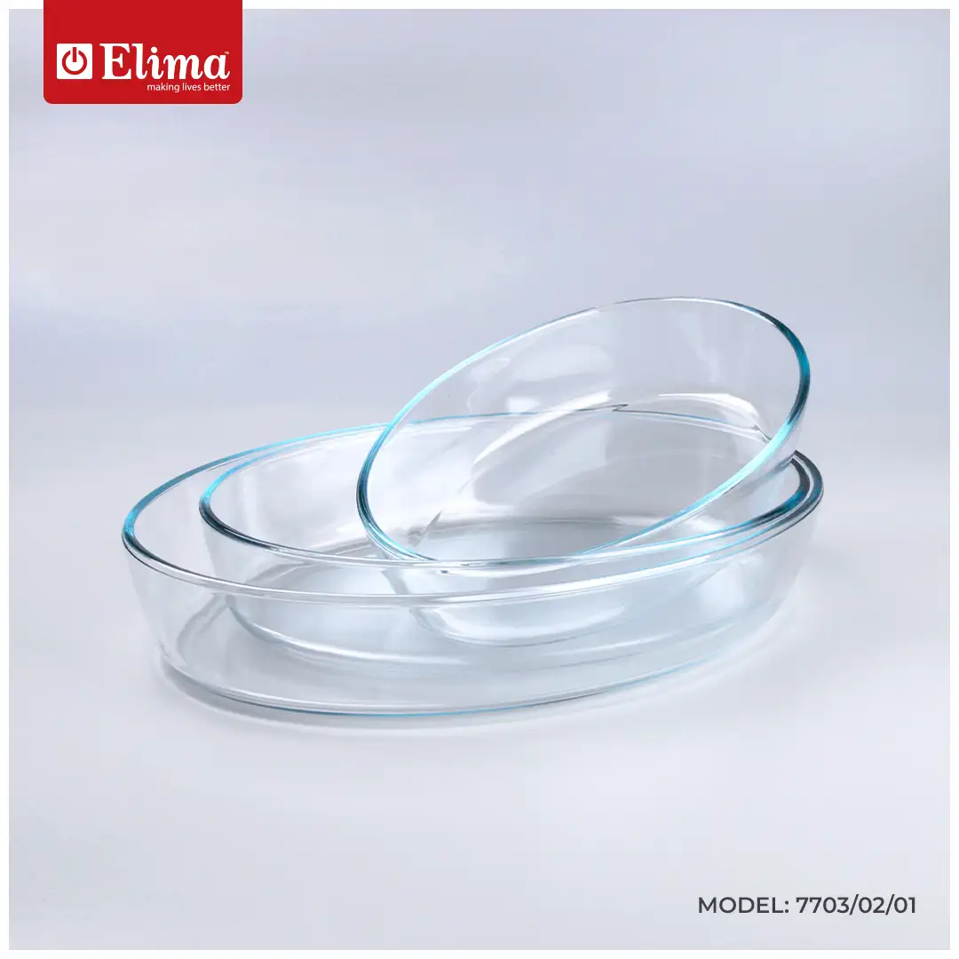 7703-02-01 Elima Premium Borosilicate Glass Bakeware Set - Oven, Microwave & Freezer Safe | 3-Piece Oval Set (3.5L/2.2L/1.5L) | Model: 7703/02/01 - Image 1