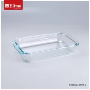 Elima Premium Borosilicate Glass Bakeware - Oven, Microwave & Freezer Safe | 1.5L Rectangular Dish | Oven, Microwave & Freezer Safe | Model: 8078-4