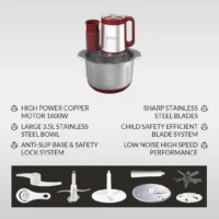 EM-FC5555M Elima  5.5L 1600W 7-in-1 Multi-Functional Food Chopper | Heavy Duty Meat, Vegetable & Fruit Cutter - Image 7